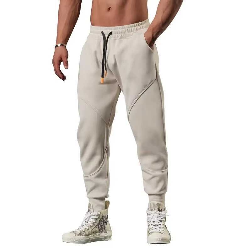 Viser de survêtement skinny et slim en coton pour hommes, collants noirs, pantalons de sport de luxe