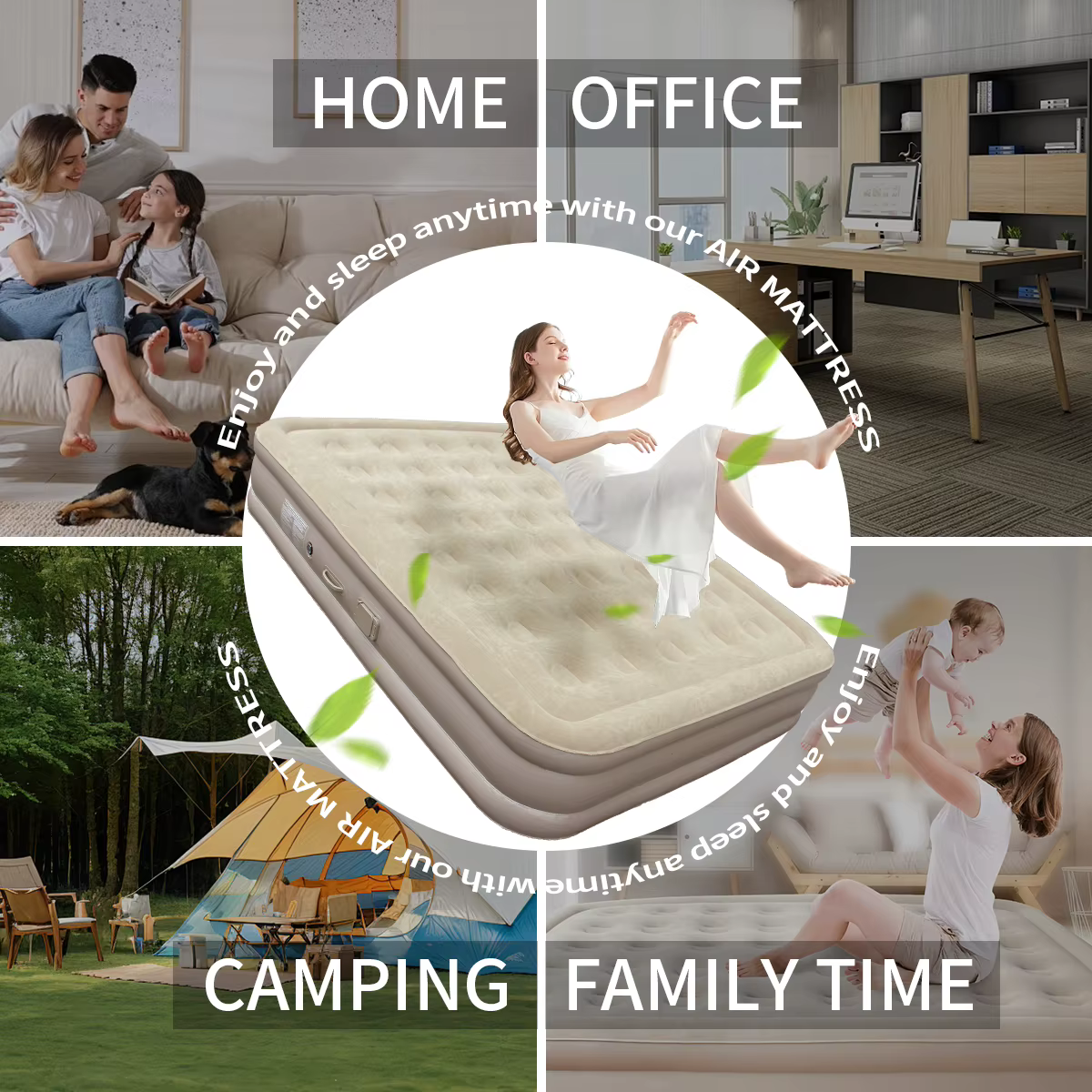 Matelas pneumatique gonflable Queen 16i "avec pompe intégrée, lit pneumatique Portable et Durable en