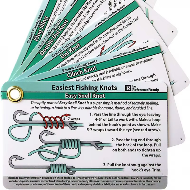 Cartes tutoriel de nœuds de pêche, 5 pièces, 12 nœuds essentiels, PVC étanche avec Clip, équipement 