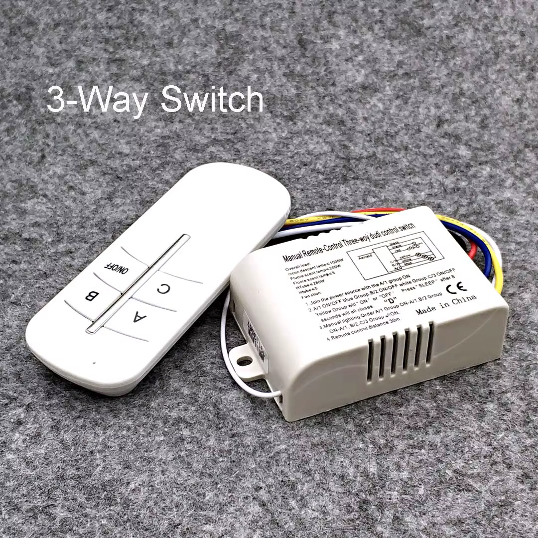 ON/OFF sans fil 3 voies 220V lampe télécommande interrupteur récepteur émetteur contrôleur lampe int