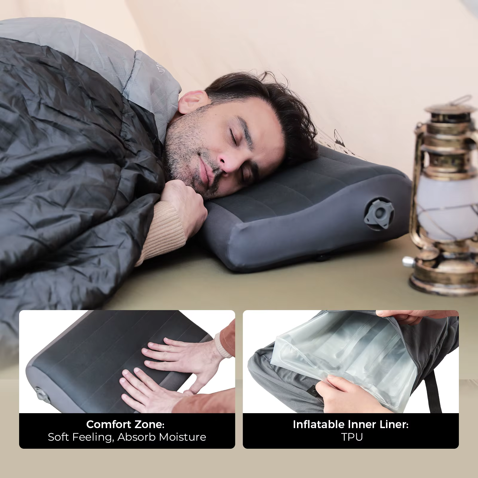 FLEXTAIL Oreiller de camping gonflable, oreiller ergonomique pour voyage et maison, léger et lavable