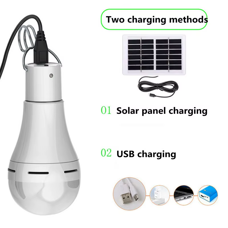 9/7W ampoule à énergie solaire lampe étanche lumière solaire pour télécommande extérieure USB lumièr