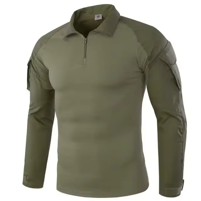 T-shirts de randonnée tactiques en plein air pour hommes, chemise d'escalade de chasse à manches lon