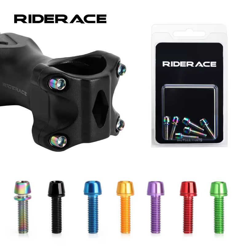 6 pièces/ensemble vis de guidon de vélo en acier allié coloré plaqué titane M5 * 18MM vtt vélo poign
