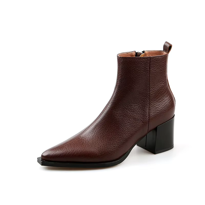 2025 nouveau automne hiver en cuir véritable femmes bottes mode bout pointu Chelsea bottes gros talo