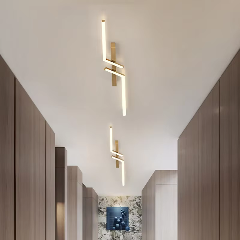 Moderne LED ligne plafonnier moderne salon salle à manger chambre principale étude luminaire or noir