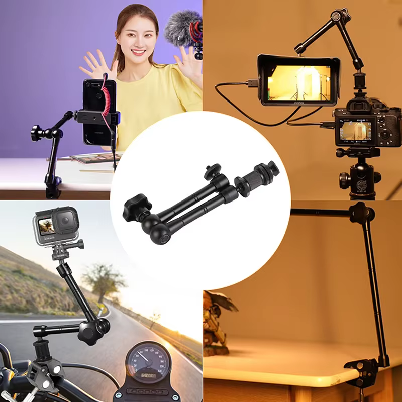 Bras magique articulé à Friction réglable de 11 pouces + pince pour caméra, moniteur LCD, lampe de p