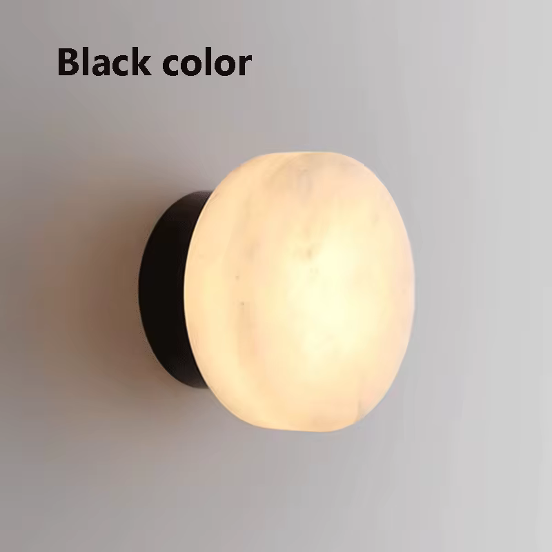 Lampe murale ronde en marbre naturel espagnol, lampe LED moderne pour chambre à coucher, tête de lit