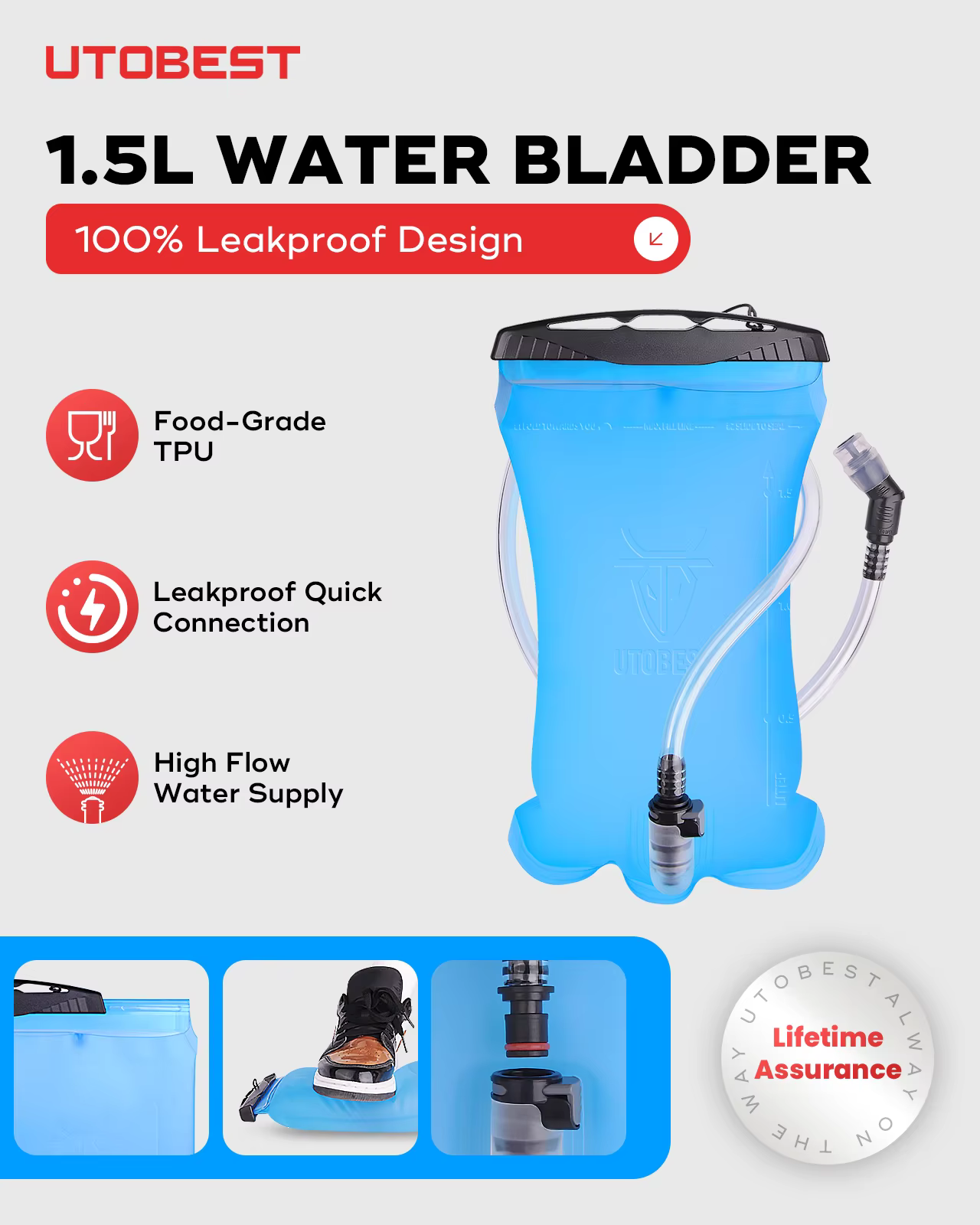 UTOBEST-Sac à dos de course sur sentier avec glaçage d'hydratation ultra léger, vessie d'eau de 1,5