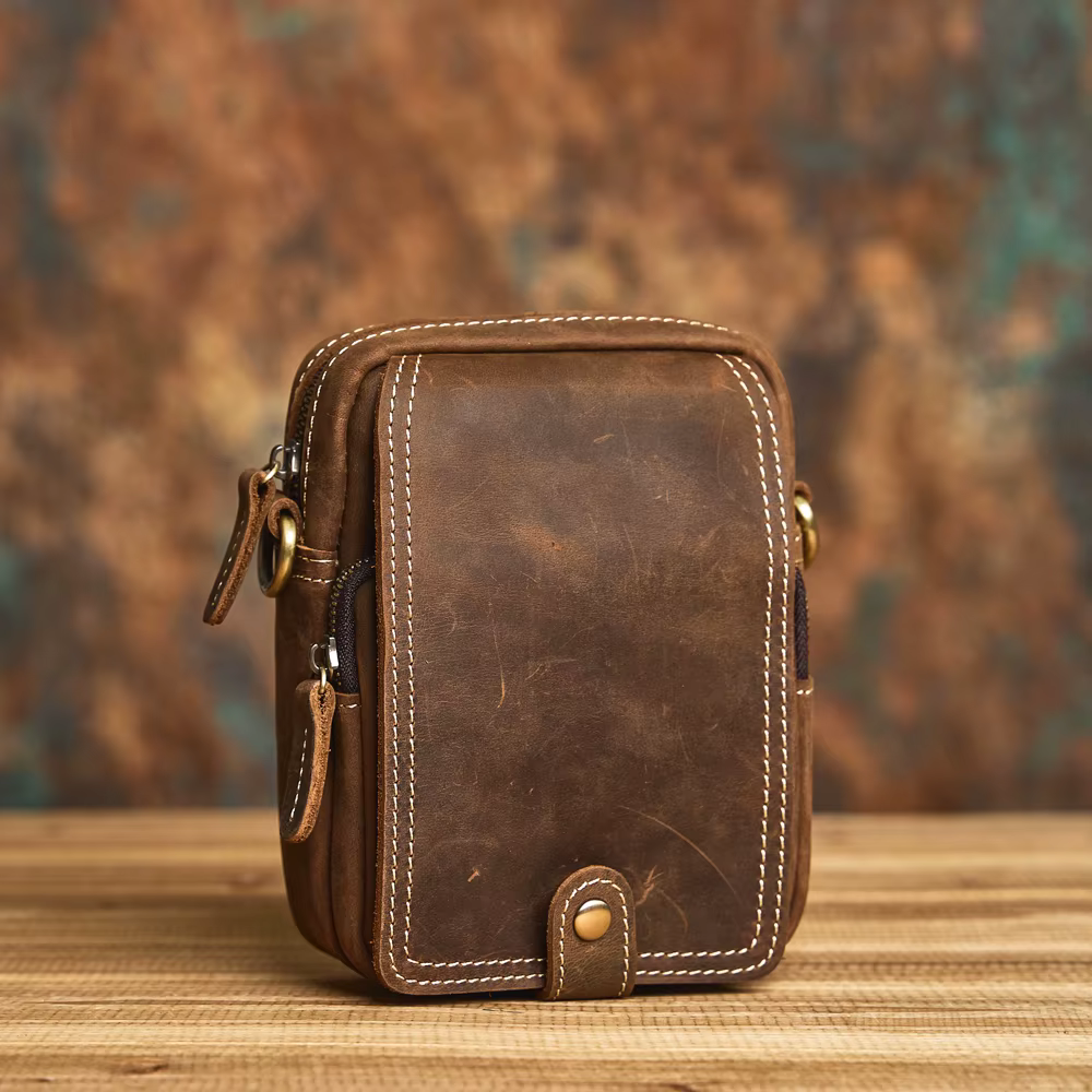 NASVA-Sac de Taille Vintage en Cuir group pour Homme, Petite Sacoche de dehors Décontractée, Ceintur