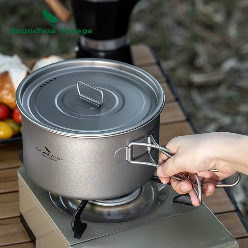 Pot en titane léger pour Voyage sans limites, ensemble de cuisine Portable en plein air, Pot de sac 