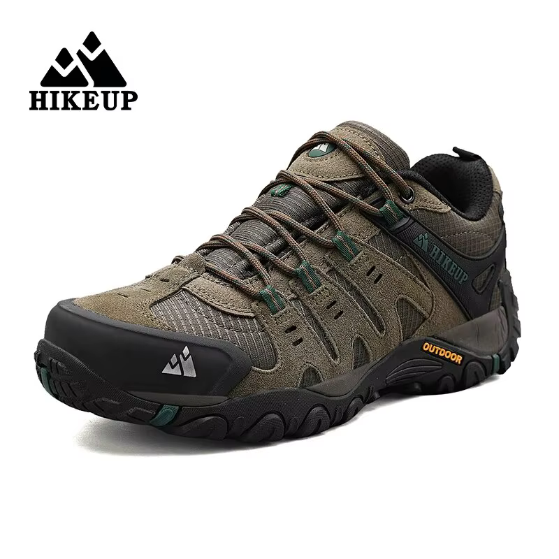 HIKEUP-Chaussures de randonnée en cuir suédé pour homme, baskets d'extérieur résistantes à l'usure, 