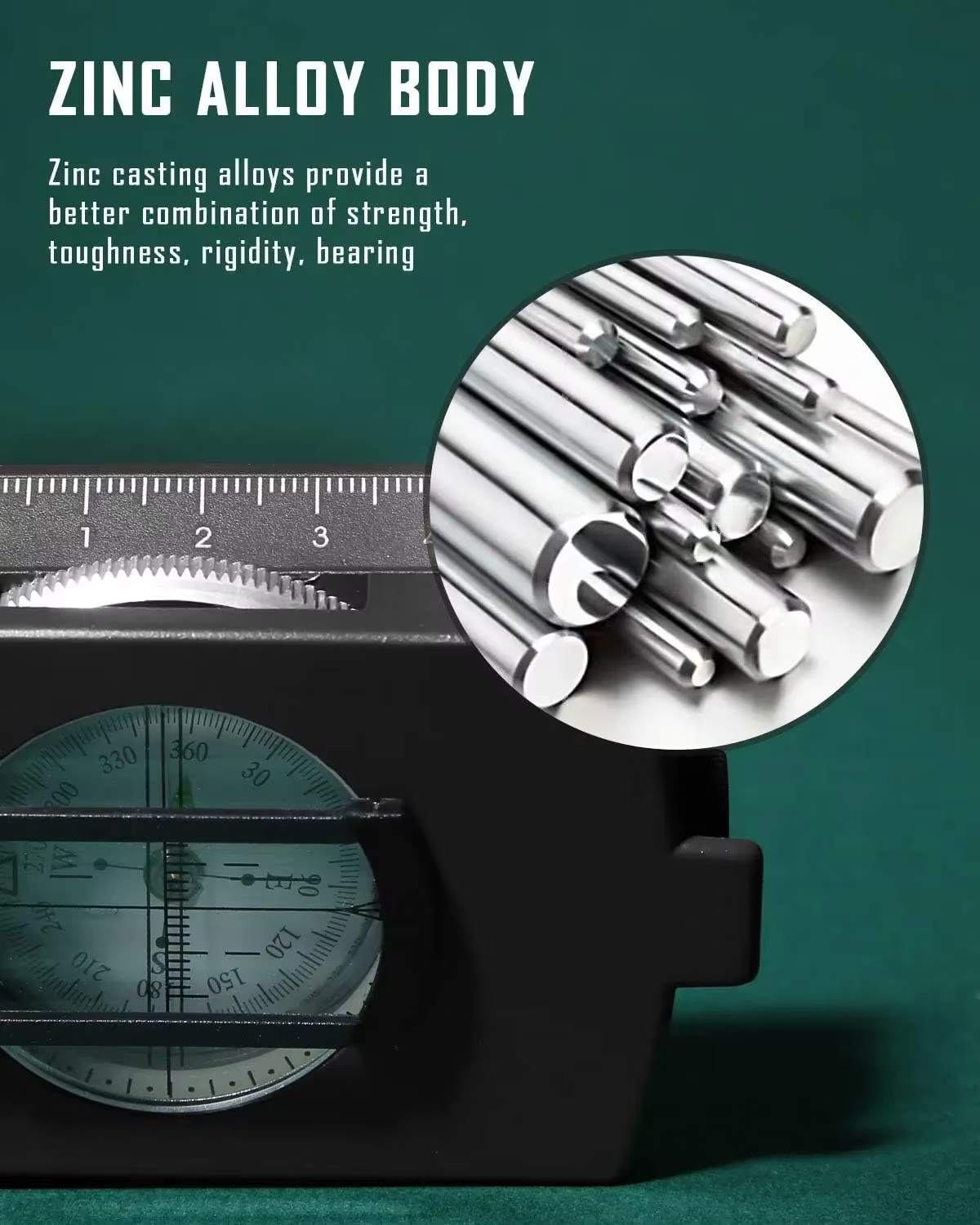 Boussole de survie tactique boussole de vue en métal professionnelle de haute précision lumineuse po