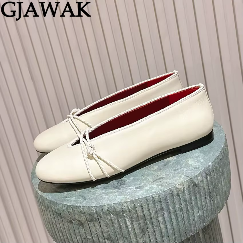Mocassins de printemps pour femmes, sandales en cuir véritable à bout rond, chaussures plates décont