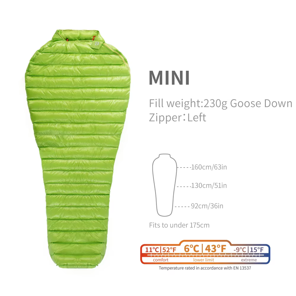 AEGISMAX MINI 6 degrés 800FP sac de couchage en duvet d'oie sac de couchage ultraléger pour Camping