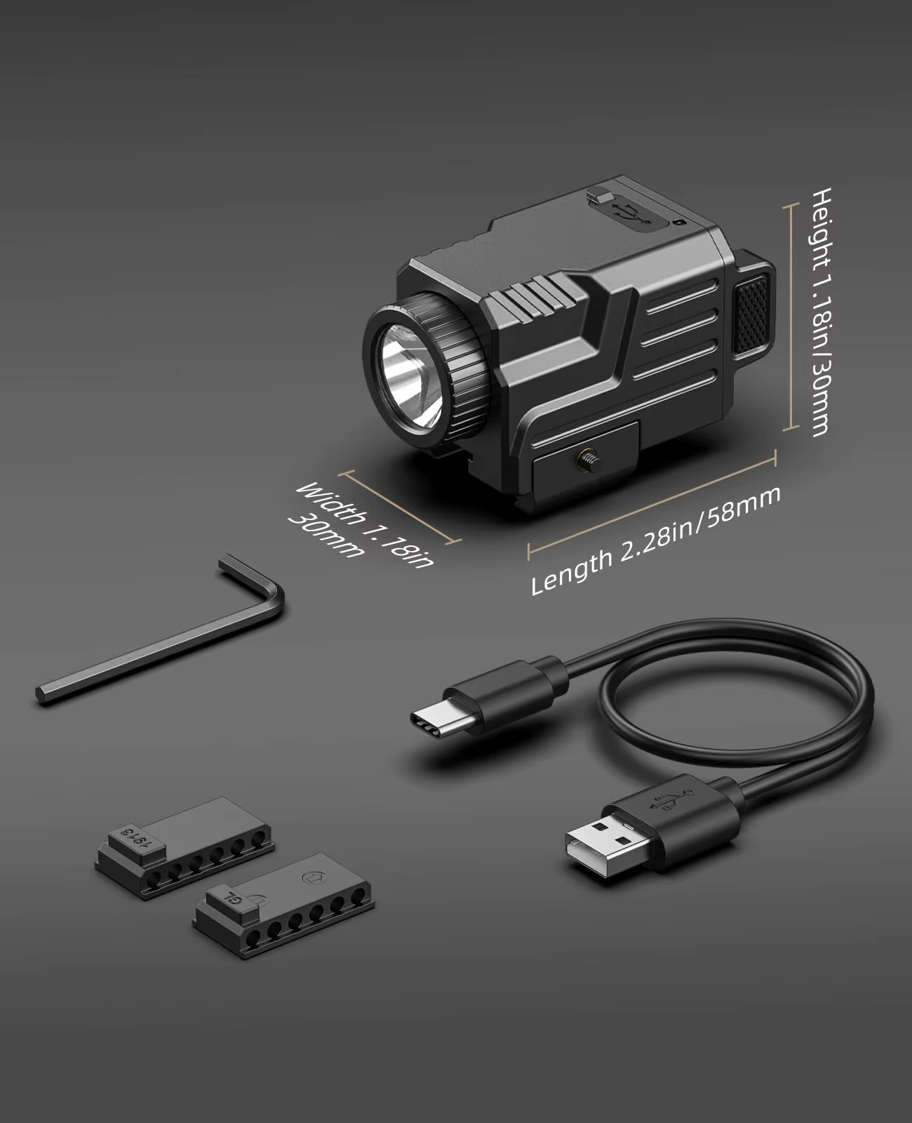 EZshoot lampe de poche tactique 800 Lumens lumière LED Compatible avec pistolet Picatinny et Rails G