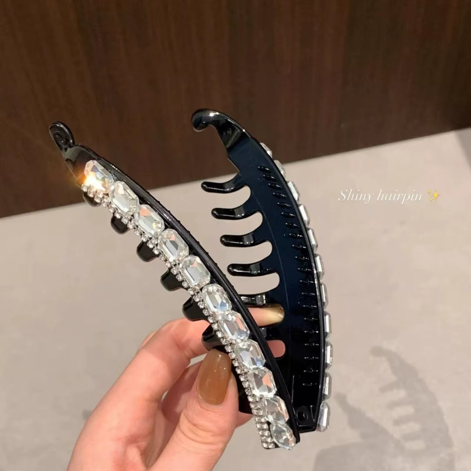 Pince banane en strass croissant scintillant, 1 pièce, accessoire pour cheveux dos de la tête pour f