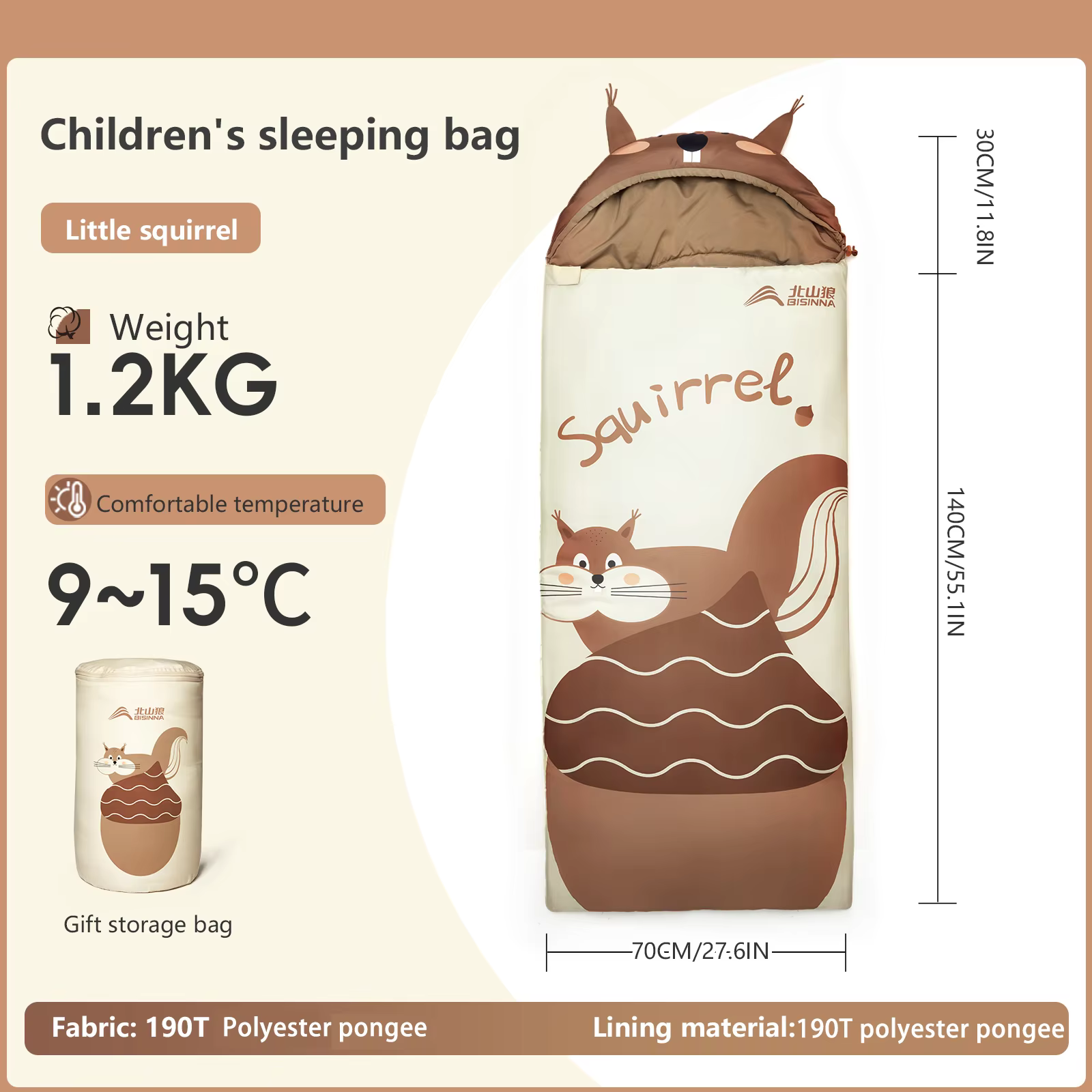BISINNA enfants dessin animé sac de couchage ultra-léger printemps été Camping sac de couchage en pl