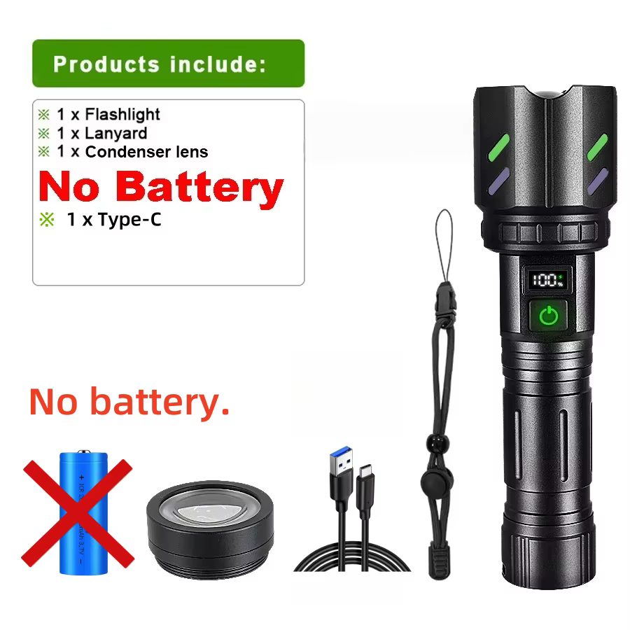 Lampe de poche tactique Firestarter Led, 5000lm, Source de lumière focalisée, peut éclairer une flam