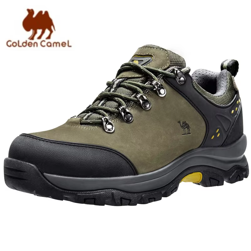 GOLDEN CAMEL – chaussures de randonnée imperméables pour hommes, bottes basses d'extérieur en cuir,