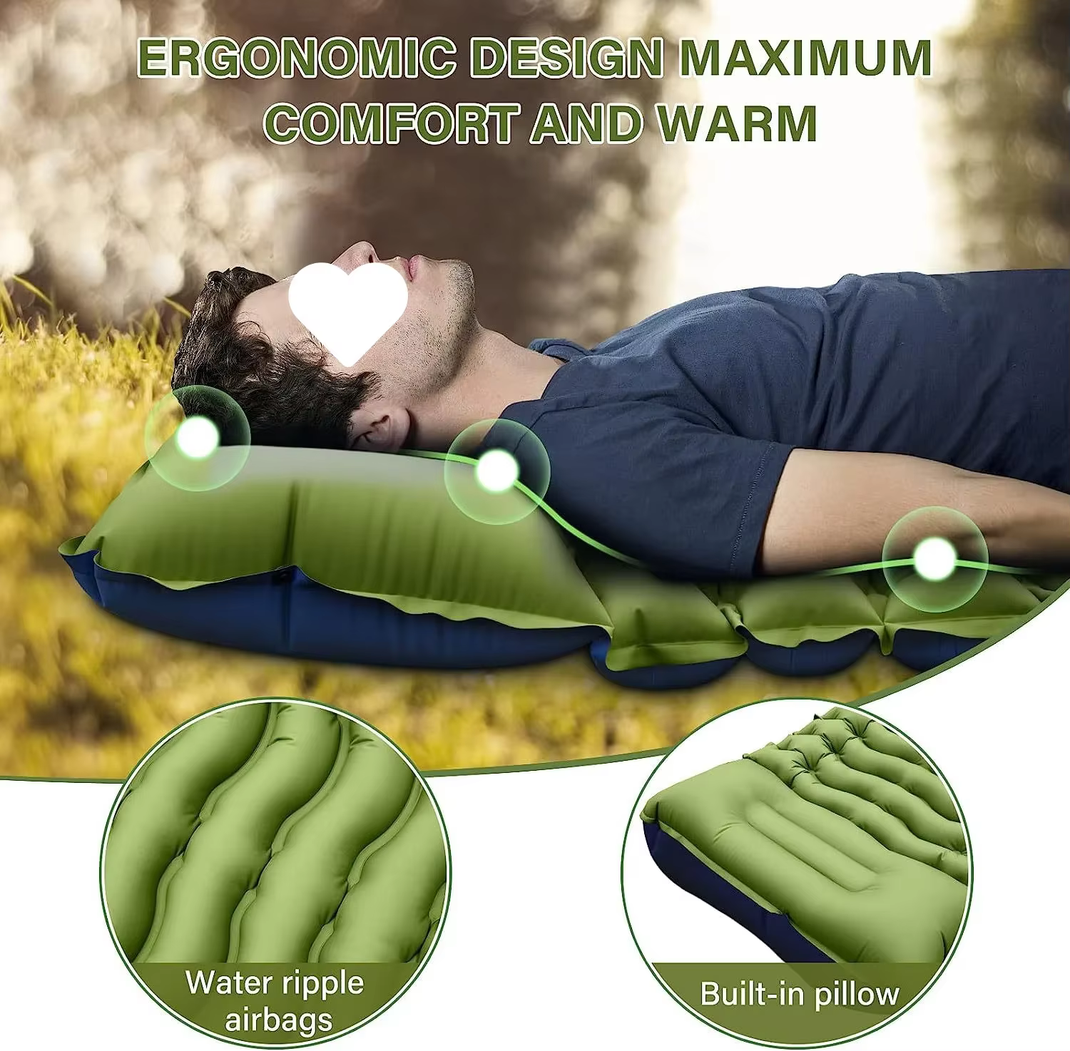TARKA – matelas gonflable de Camping, tapis de couchage à Air avec oreiller, coussin de couchage lég