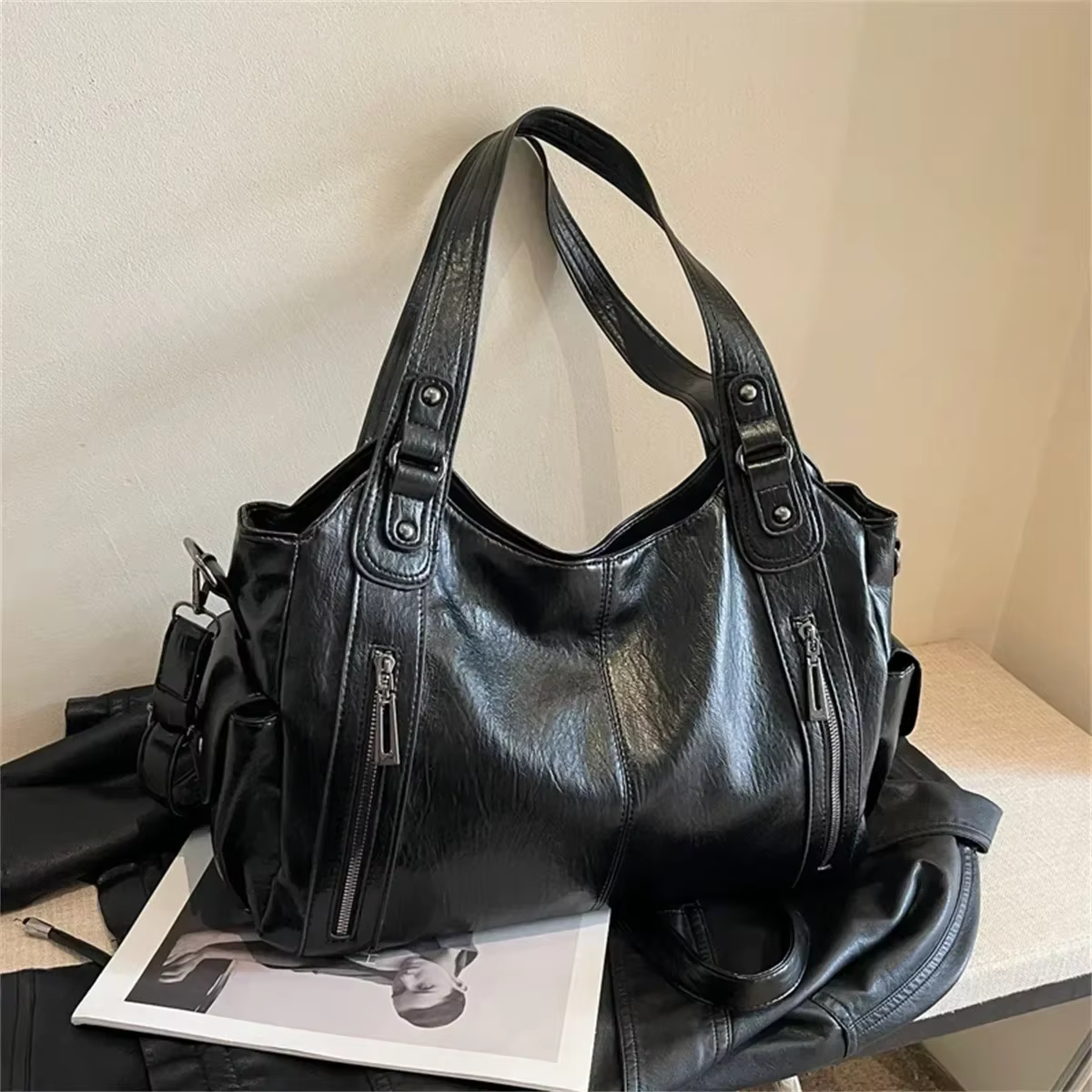 Sacs à bandoulière à compartiment intérieur souple pour femmes, sacs de couleurs contrastées de haut