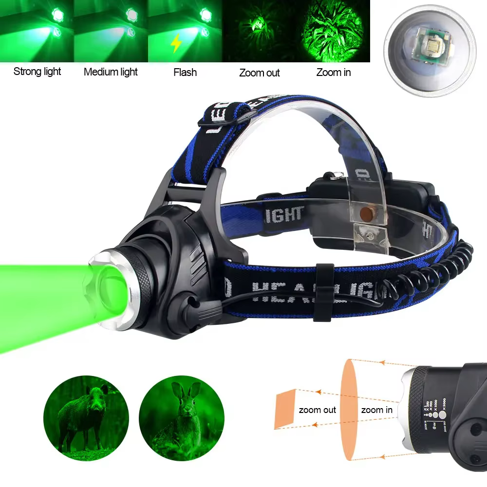 Lampe frontale lumière rouge tête verte lampe de poche LED extérieur XPG phare tactique Camping chas