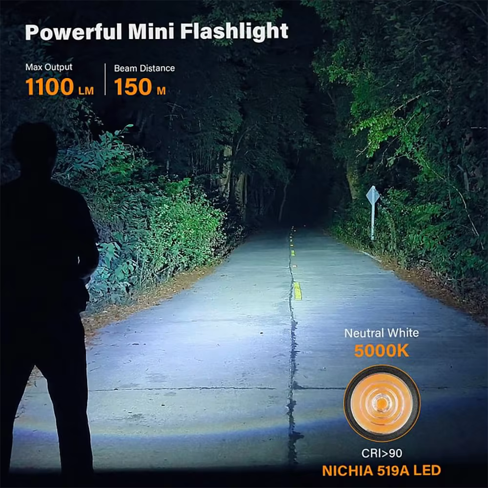 Sofirn SC13 519A 5000K Mini lumière LED puissante LED 1100lm 18350 lampe de poche Rechargeable avec 