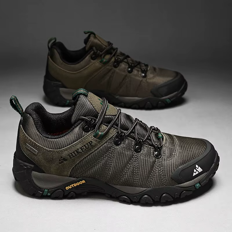 HIKEUP-Chaussures de randonnée en cuir véritable pour hommes, chaussures d'escalade à semelle en cao