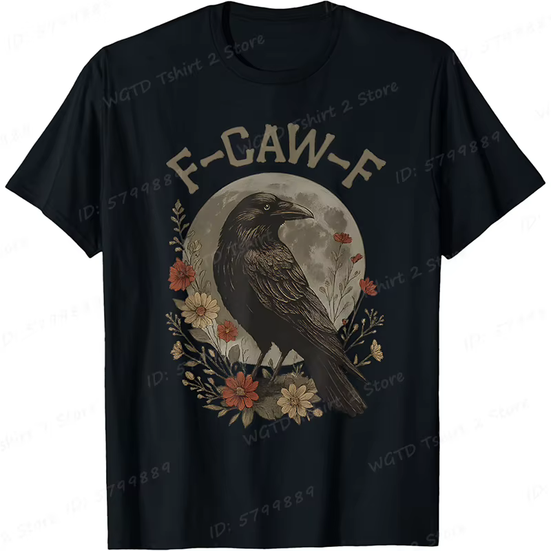 Corbeau noir, F-Caw-F drôle oiseau noir lune gothique adulte Humor T-Shirt drôle graphique t-shirts 