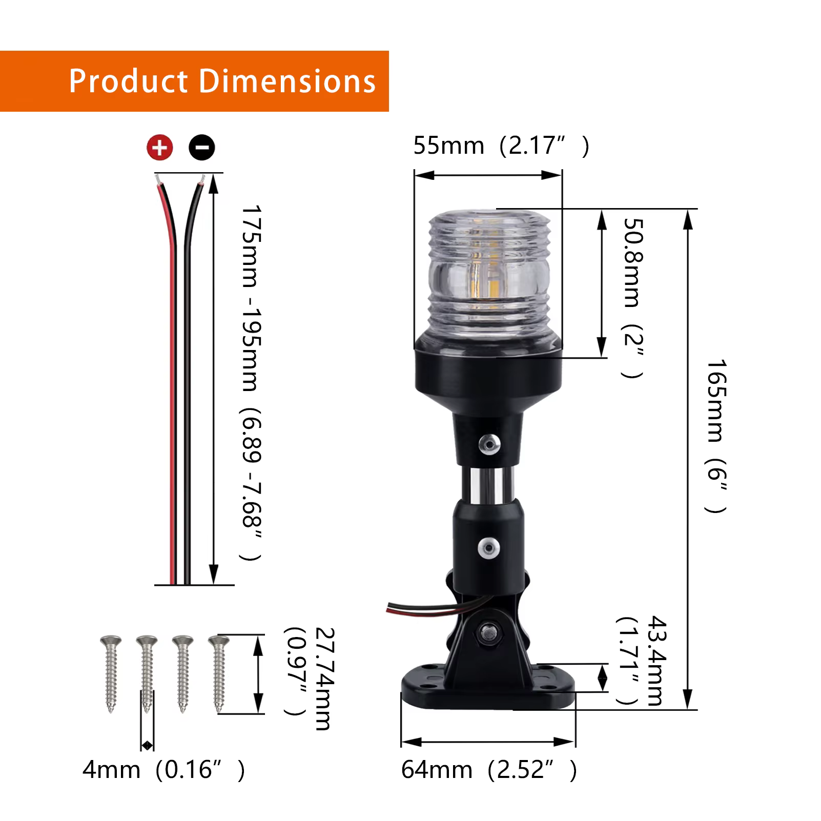 Feu d'ancrage pliable LED, lampe de signalisation de voile pour Marine, accessoires de Yacht de bate