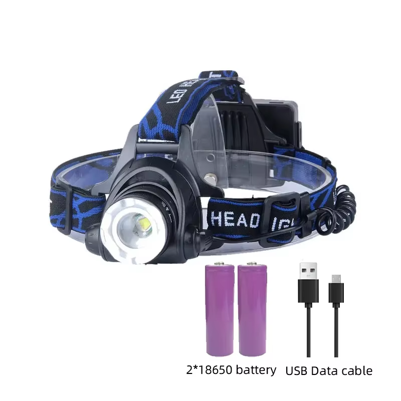 Lampe frontale LED puissante, Rechargeable, télescopique, Zoomable, pour l'extérieur, étanche, lampe
