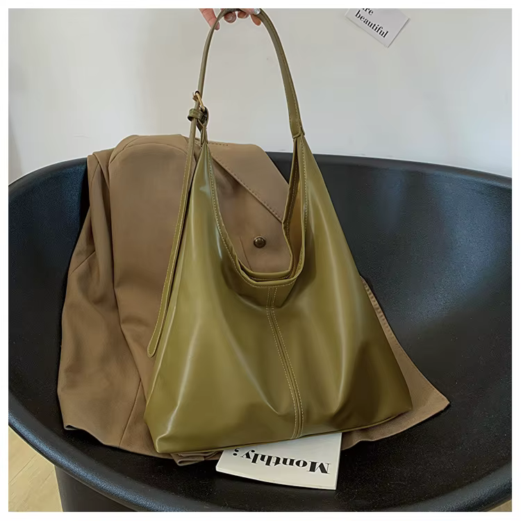 Sac à bandoulière polyvalent grande capacité, style urbain tendance, sac fourre-tout en PU, fermetur