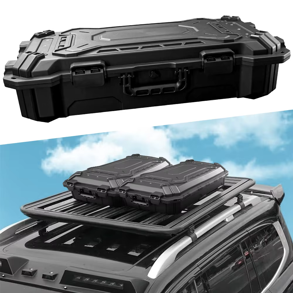 Boîte de tente de toit de voiture universelle noire 84L, boîte à outils de Camping de chargement de 