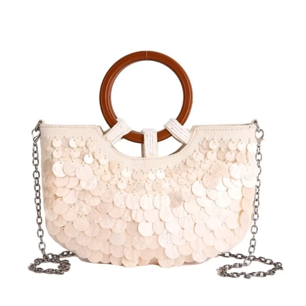 Sac perlé féerique fait à la main ​ ​ ​ ​ Embellissements de coquille de grande capacité ​ ​ ​ ​ Por