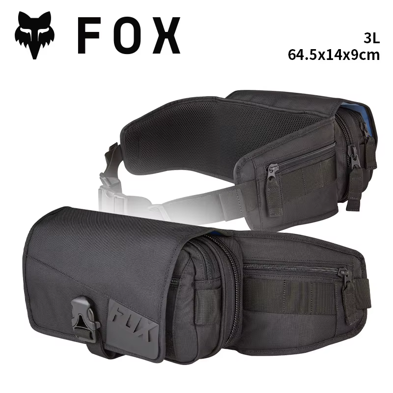 Sac banane standard FOX de 2 L avec deux porte-bouteilles pour VTT et motocross, à porter sur ou sou