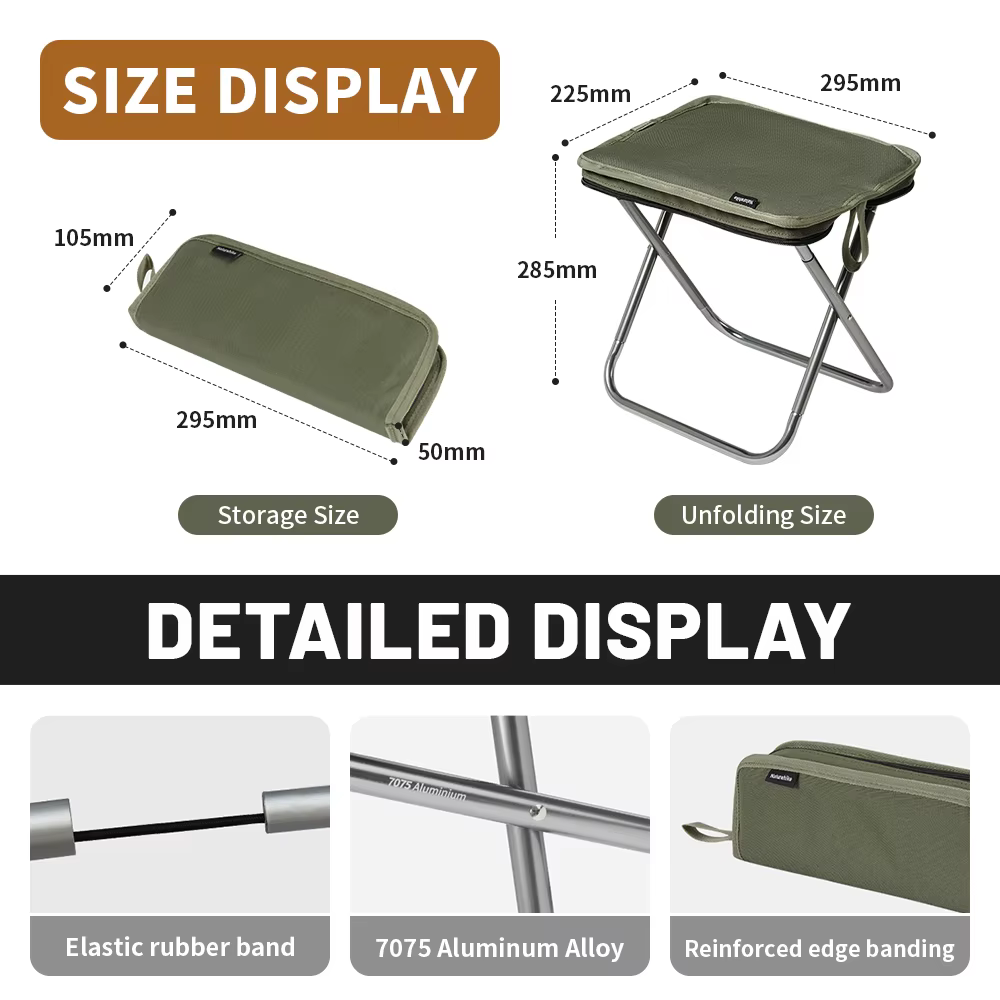 Natureifa-Chaise pliante légère pour camping en plein air, tabouret de pêche portable, siège en épon