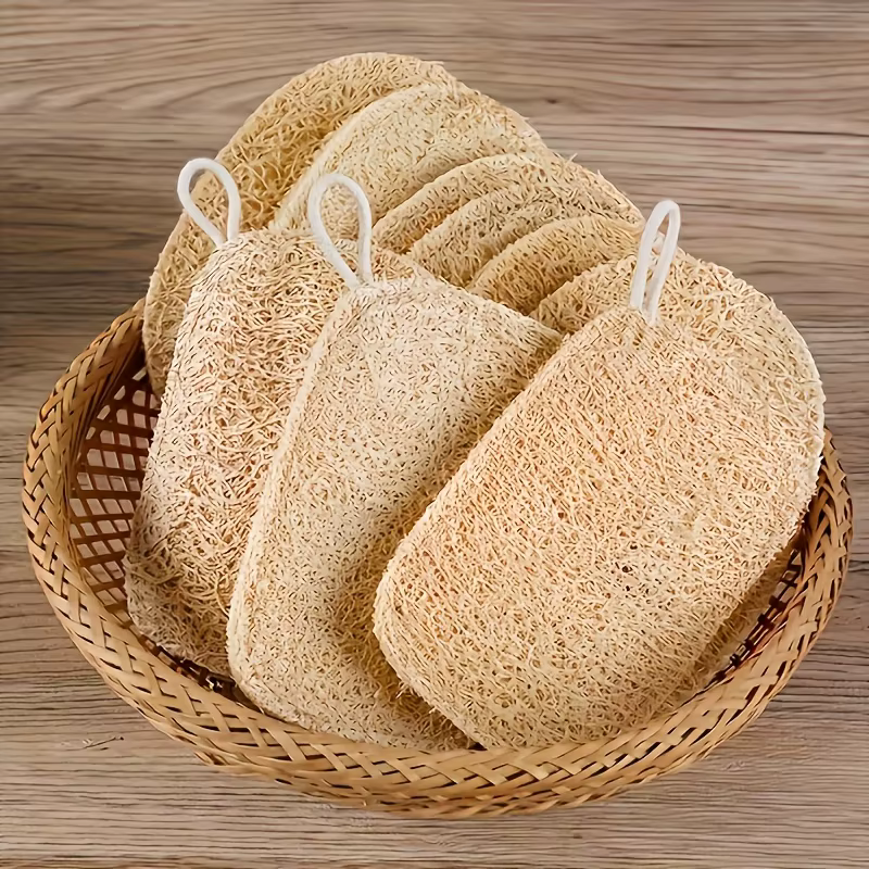 Éponges exfoliantes en luffa naturel, épurateur corporel doux pour douche et bain, tampons de nettoy
