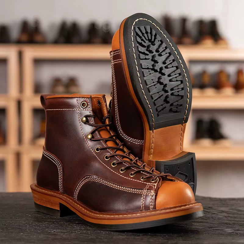 KOWM chaussures de randonnée bottes de vachette pour hommes chaussures de trekking en cuir britanniq