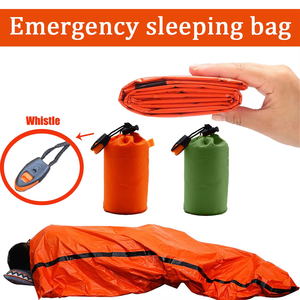 Sac de couchage de survie d'urgence Portable et étanche, équipement de Camping Edc en plein air, sac