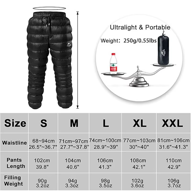 Natureifa-Pantalon de camping en duvet pour homme et femme, pantalon de randonnée, pantalon thermiqu