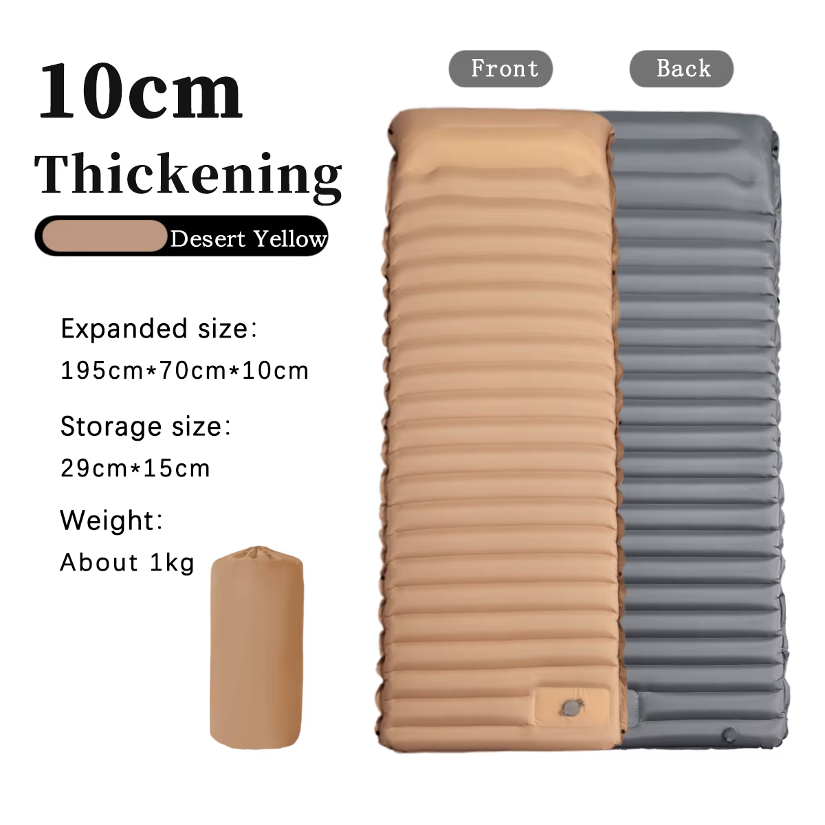 Tapis de couchage de Camping ultraléger Extra épais de 4 pouces, avec oreiller intégré et pompe à pi