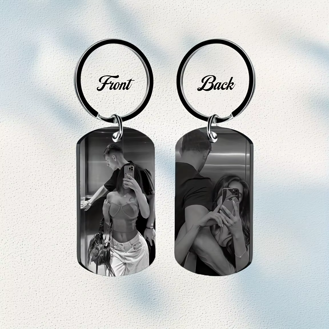 Porte-clés Photo personnalisé pour hommes, texte personnalisé, étiquette de chien, cadeau pour la fa