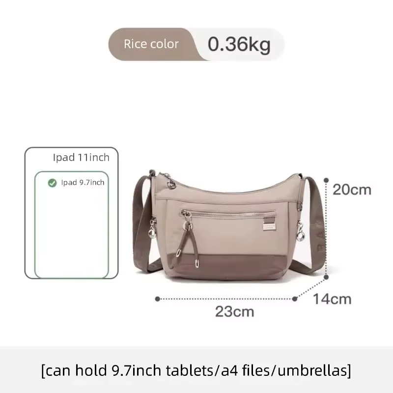 EPOL Sac bandoulière léger et imperméable en nylon pour femme, sac hobo décontracté et élégant, sacs