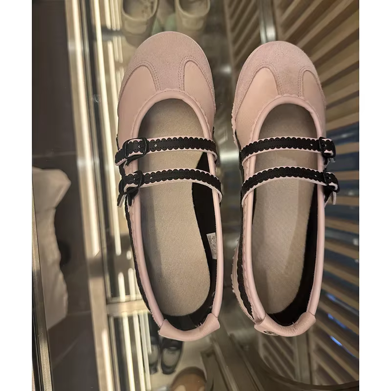 Chaussures de marche décontractées polyvalentes à scratchs, style Mary Jane, ballerines à bout rond
