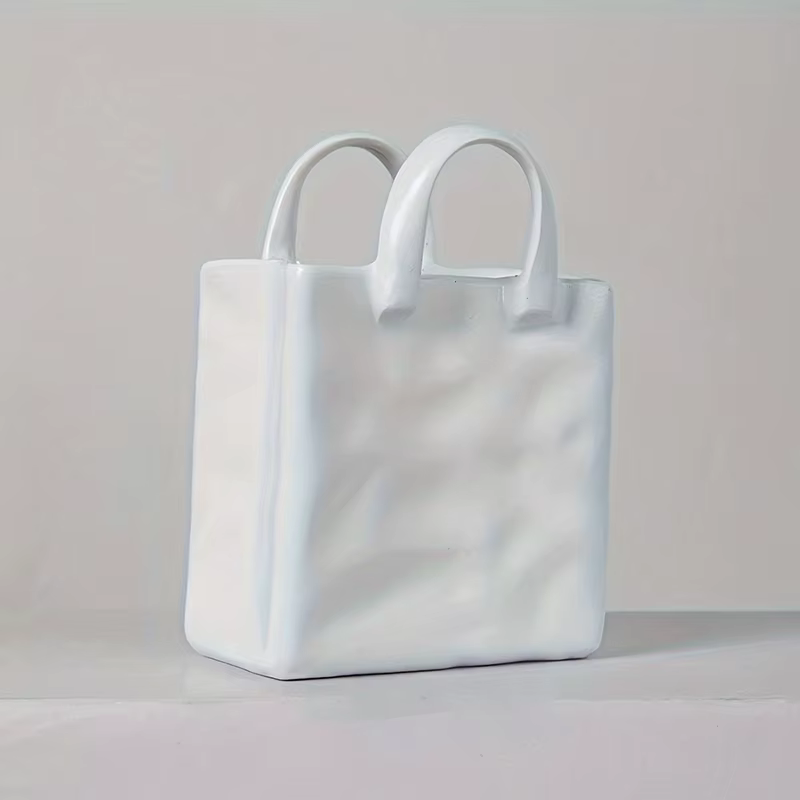 HUA HUA – Vase en forme de sac à main, Vase blanc décoratif moderne, décoration de la maison, Arrang