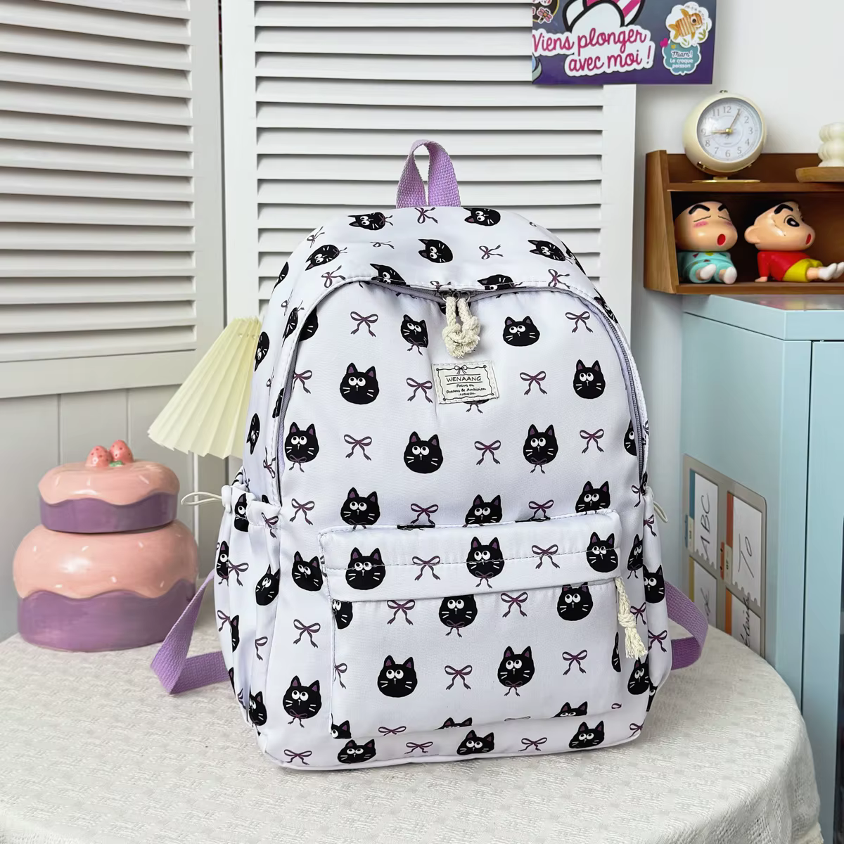 Sac à dos pour fille à motif animalier de dessin animé Sweet Kuromi, léger, en nylon, grande capacit