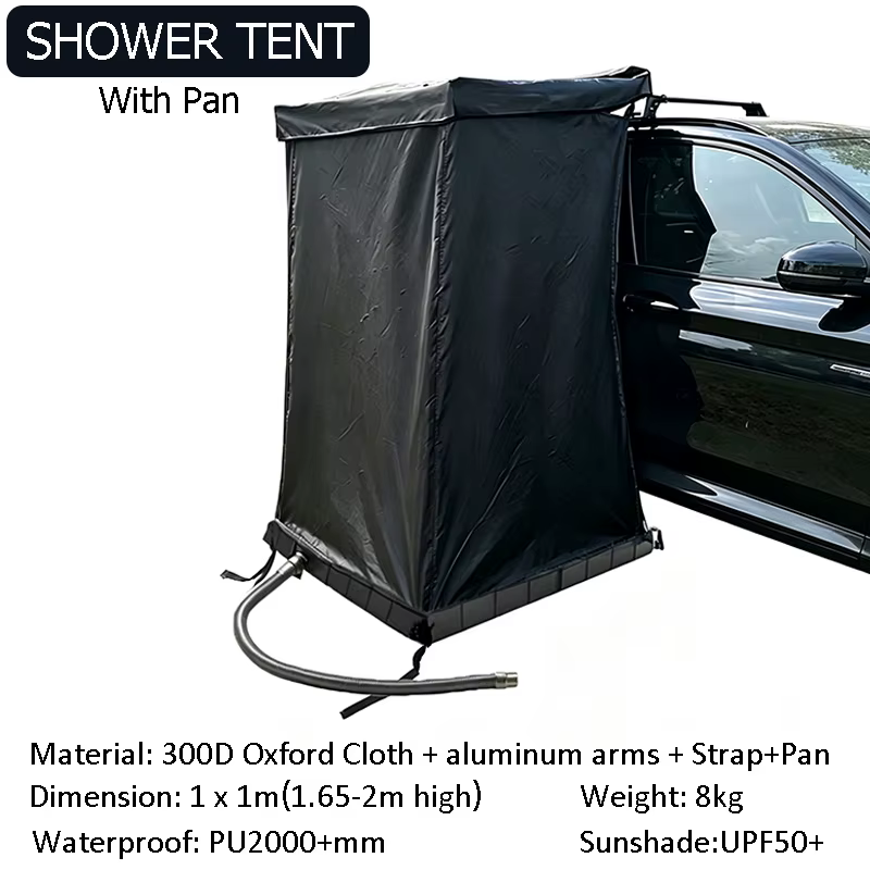 Tente de douche portable pour voiture - Tente de douche latérale pour véhicule avec bac, cabine d'es
