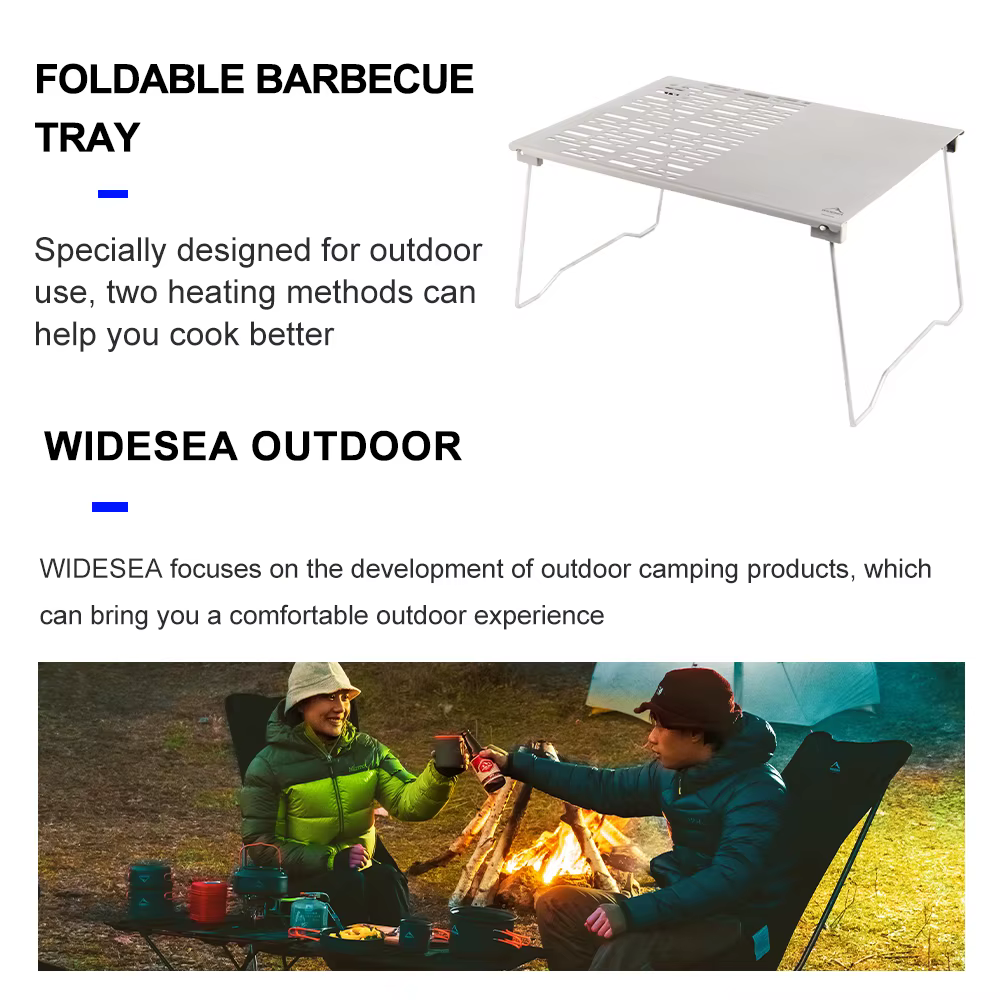 Widesea – filet de Barbecue au charbon de bois en titane, avec pieds pliants, pour Camping, plage, p