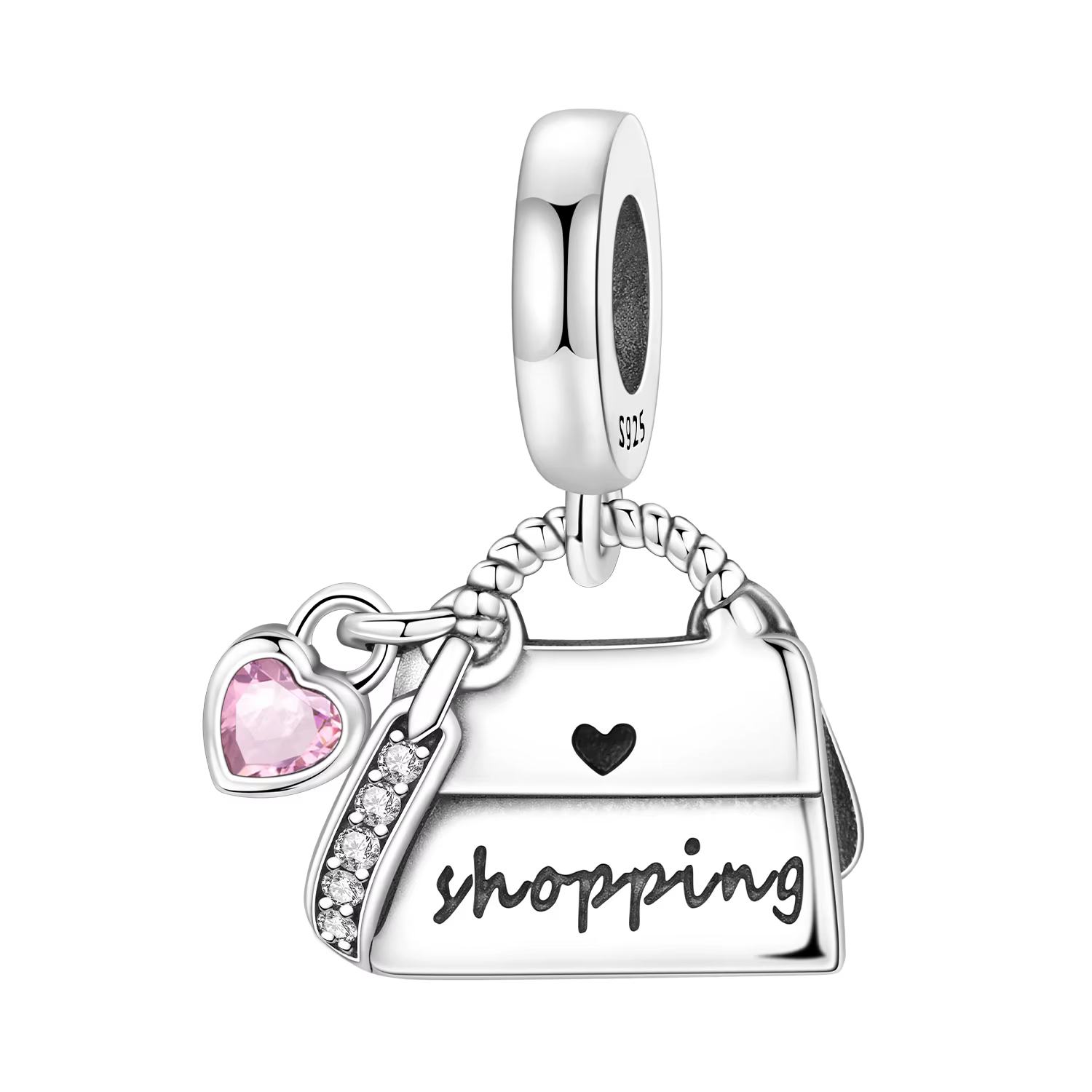 PANPOKI Breloques en argent sterling 925 en forme de sac de shopping, perles pendentifs pour bracele